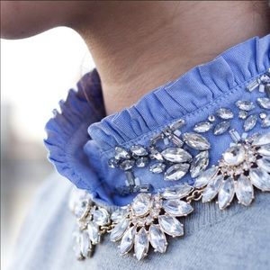J.Crew Tilda Oxford Chambray Rhinestone Collar Top